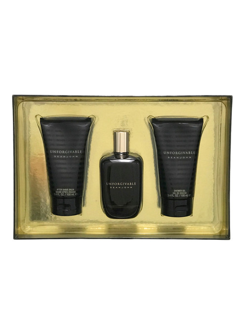 Sean John Unforgivable for Men Gift Set, 4.2 oz EDT Spray, 3.4 oz Shower Gel, 3.4 oz After Shave Balm