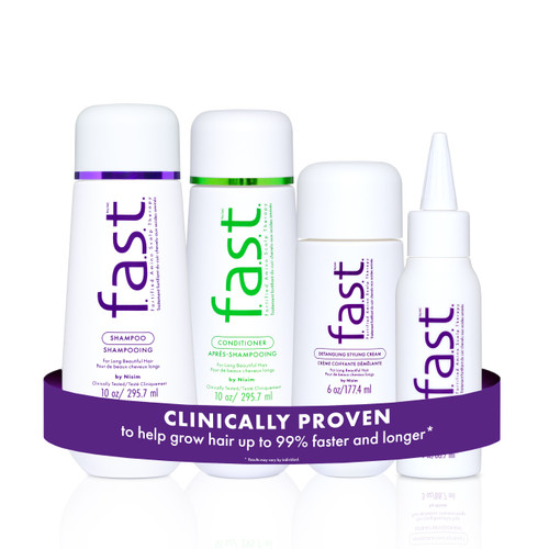 Nisim F.A.S.T. Fortified Amino Scalp Therapy Full Regimen Bundle (Shampoo 10oz, Conditioner 10oz, Detangling Styling Cream 6oz & Invigorating Extract 3oz)