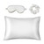 Glampton Slumber Satin Beauty Sleep Set, White, 3-Piece Set with Pillowcase, Eye Mask, and Scrunchie
