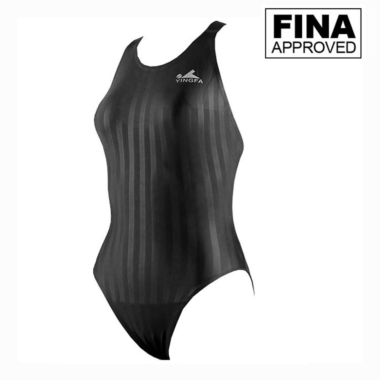 YF982-1 Black Women's Lightning Shark-Skin Swimsuit - Fina Approved