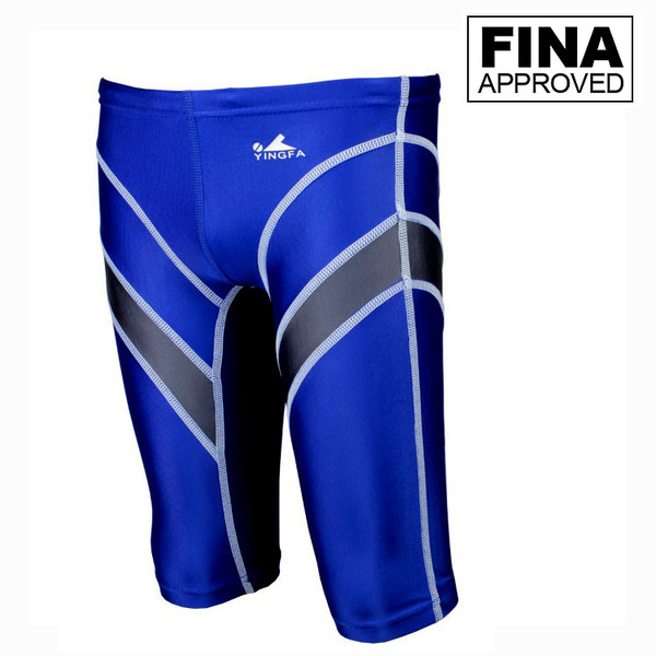 Yingfa 9402-5 Blue/Gray Lightning Arrow Sharkskin Men's Jammers -Fina Approved 
