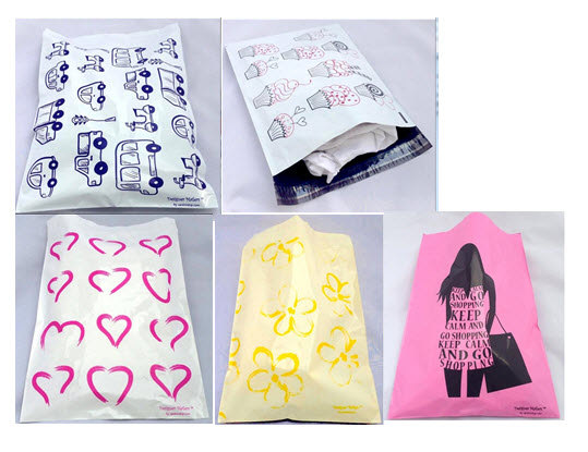 White plastic mailing envelopes