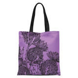 Lilac and Black Thistle Tote Bag