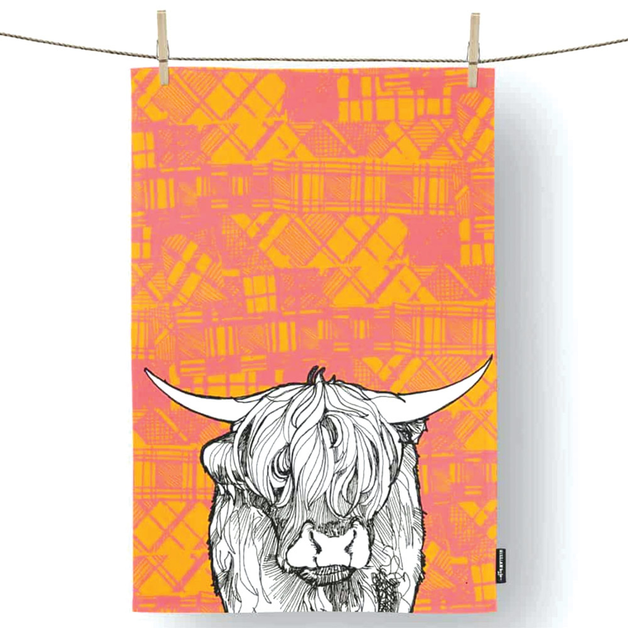 Personalized Name Highland Cow Kitchen Towel, Highland Cow Decor