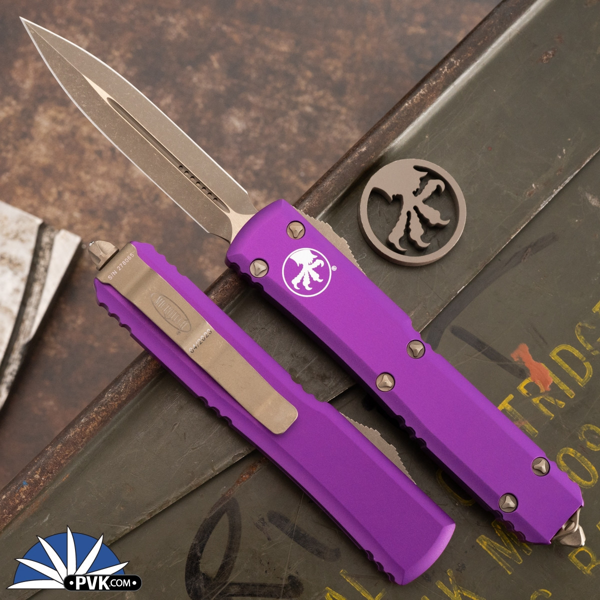 Microtech Ultratech 122-13APVI Double Edge Apocalyptic Bronze
