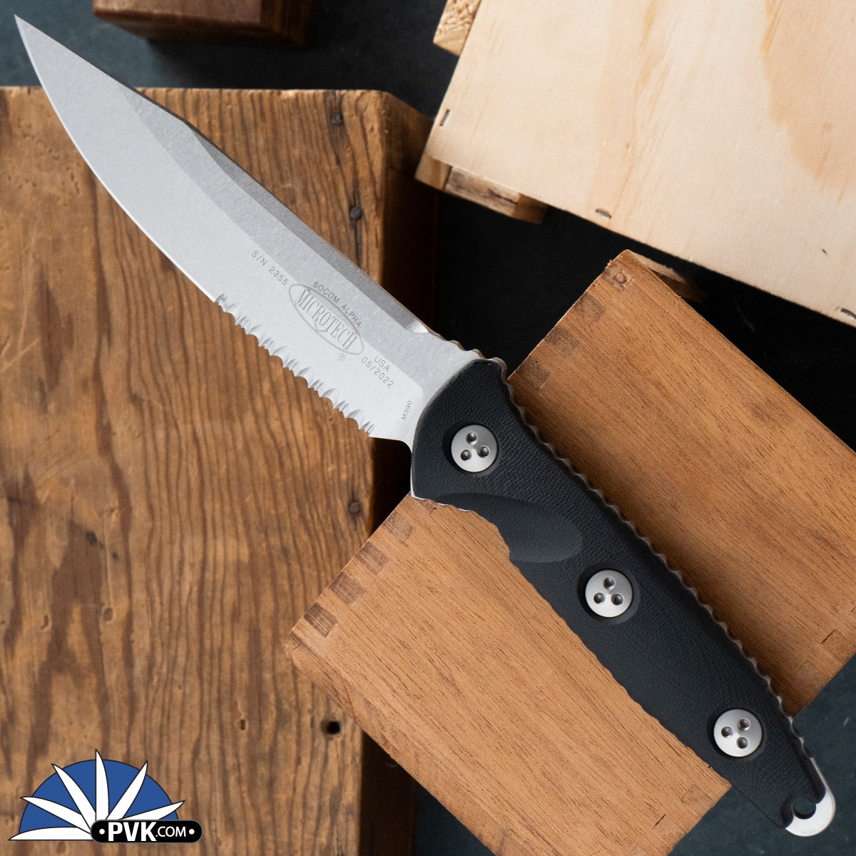 Microtech Socom Alpha 113-11 Single Edge Stonewash Partial