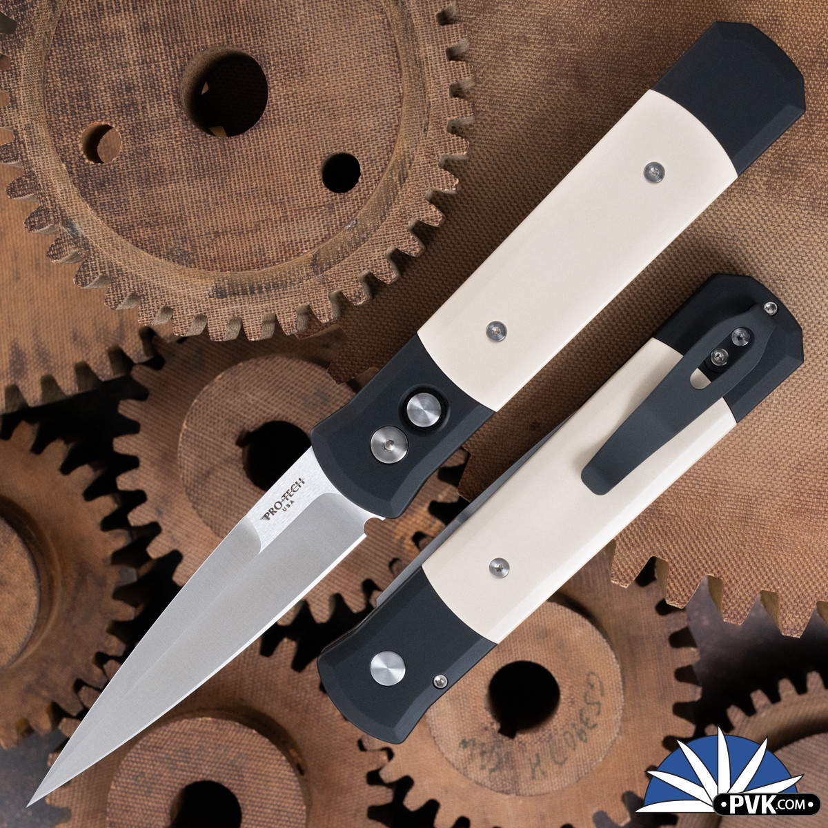 Protech Godfather Auto 951 Tuxedo 154-CM Satin Blade, Black Handle