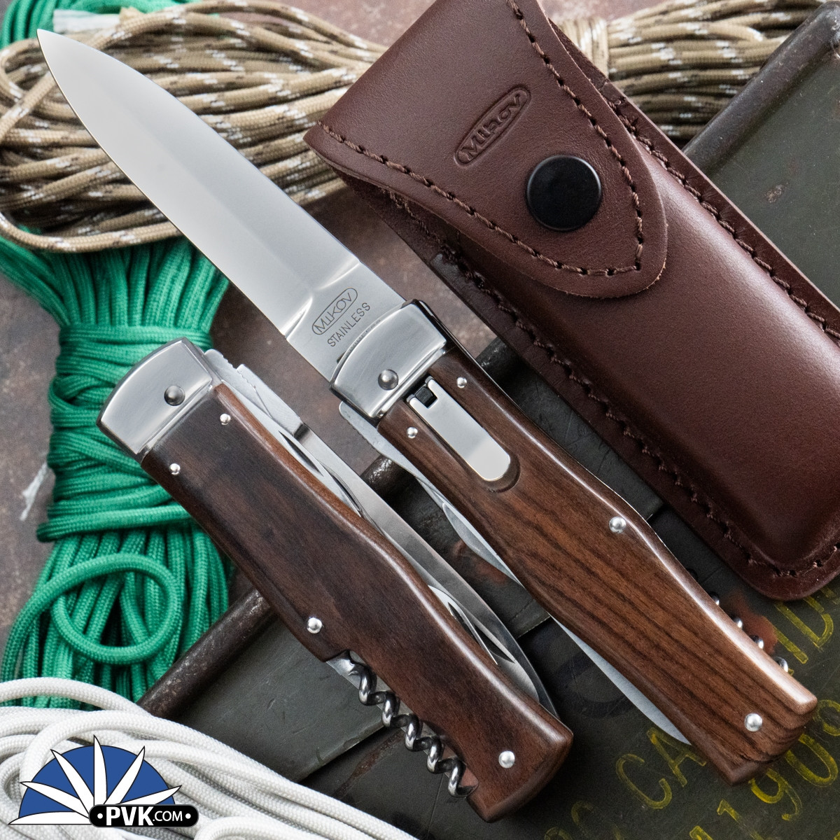 Mikov Predator 241 Leverlock Auto Wood 241-ND-6/KP Multi-Tool - PVK