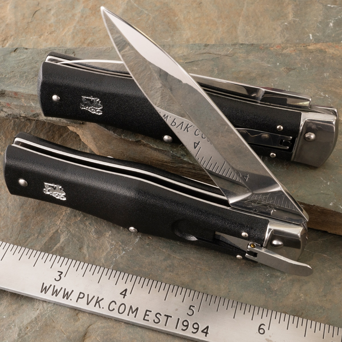 Mikov Predator 241 Leverlock Auto Dagger ABS Black W/Pocket Clip - PVK