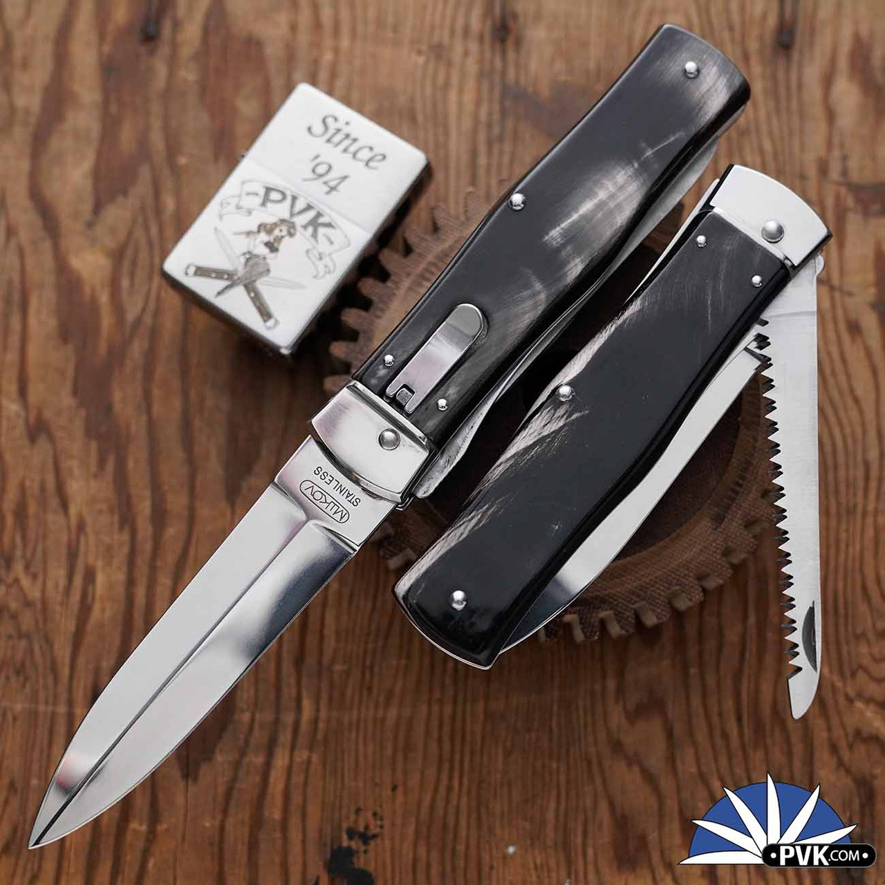 Mikov Predator Camper 241 Leverlock Auto Horn w/ Saw - PVK