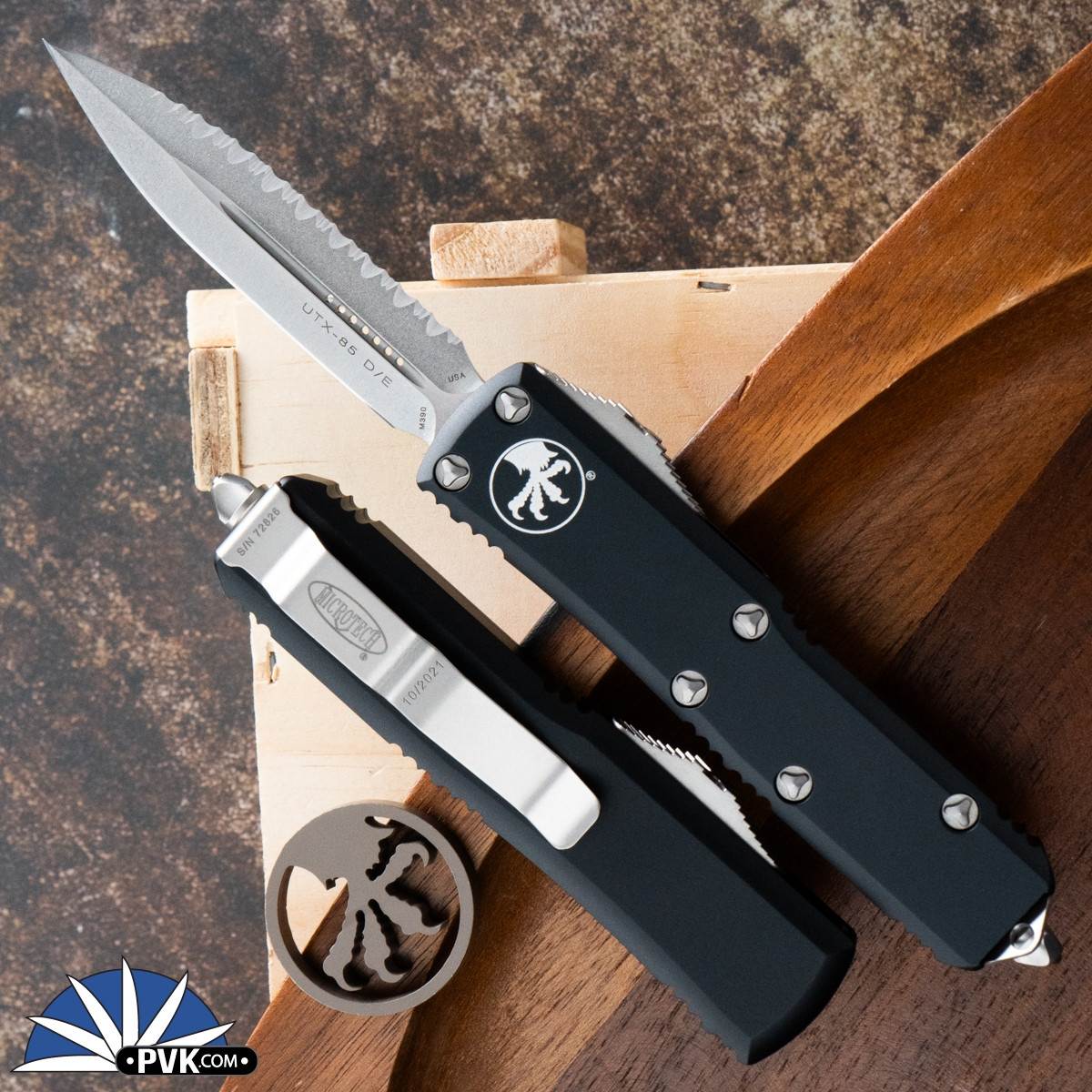 y*u様 ATLAST butcher T 2枚セット　38 Microtech UTX-85 232-12 Double Edge Stonewash Full Serrated Blade