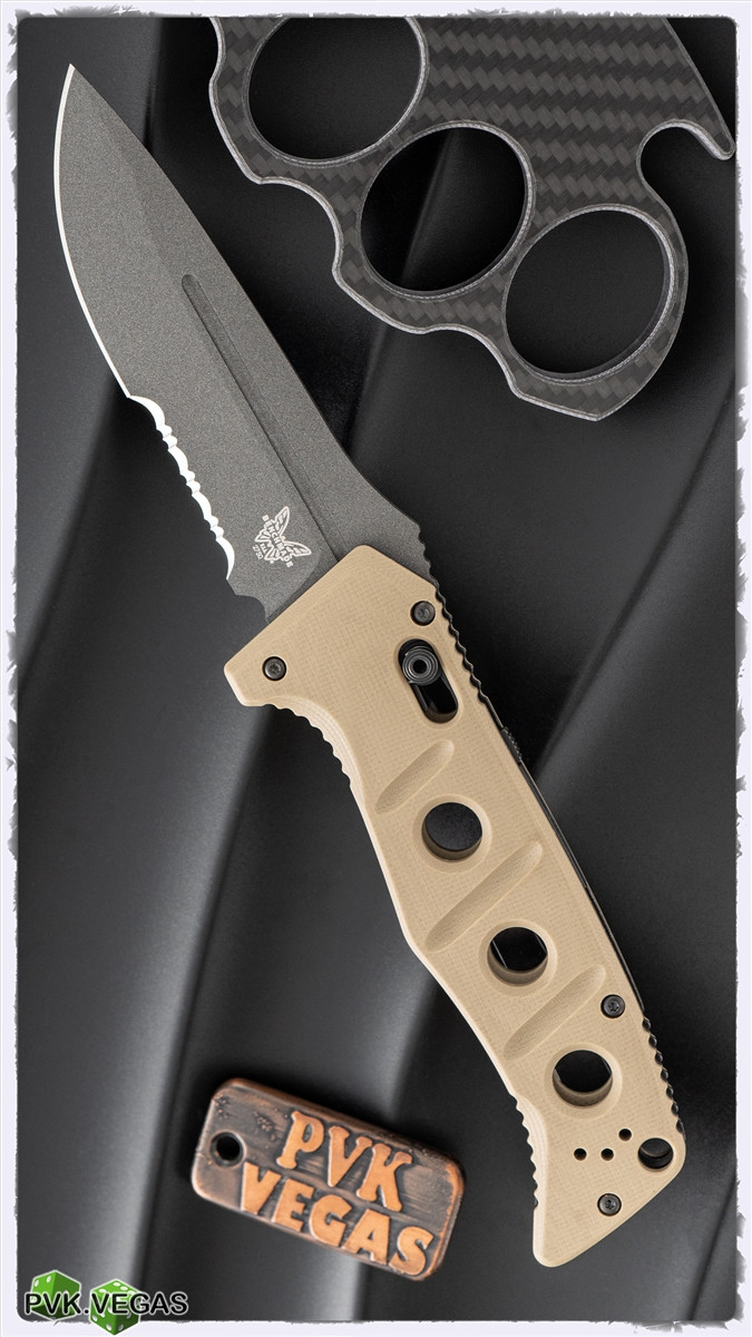 Benchmade Adamas 2750 Auto Desert Tan Scales, CPM-Cruwear Gray