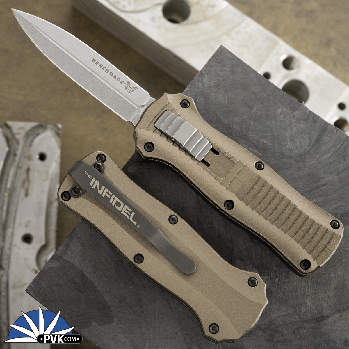 Benchmade Mini Infidel OTF 3350-2303 Stonewash S30V Blade, Flat