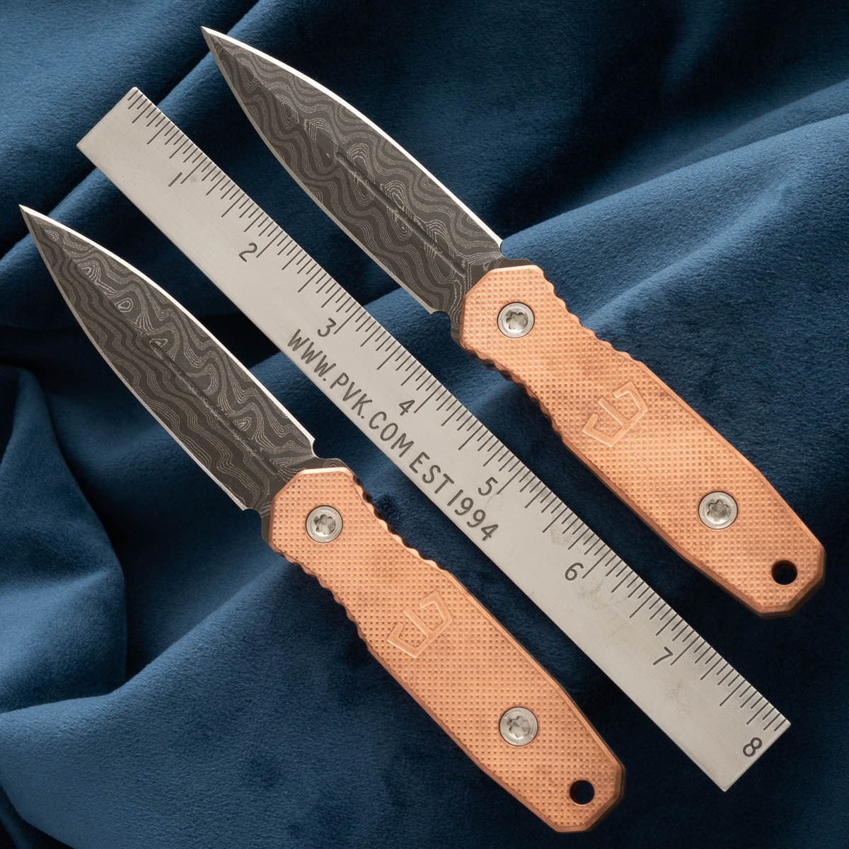 Blackside Customs Phase 7 Dagger, Damascus, Copper Handles
