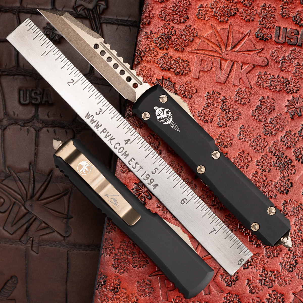 Microtech Ultratech 119W-13S Warhound Bronze Blade, Black Handle