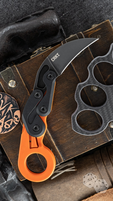 CRKT Provoke Orange Kinematic Morphing Karambit Folding Knife, 2.4