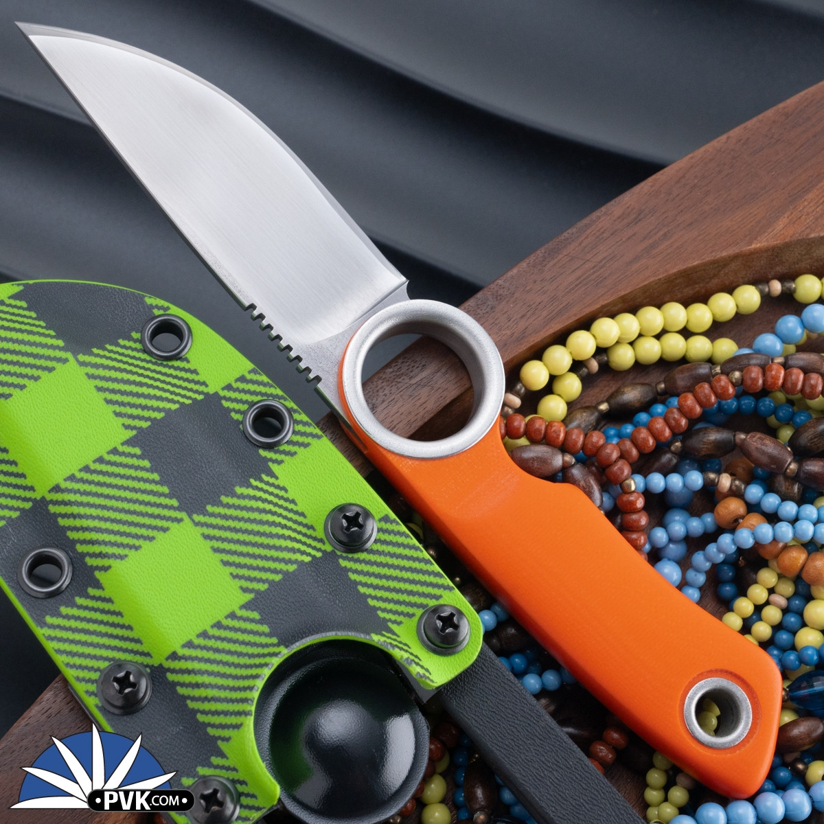 Dan Dugdale Custom Finger Hole Fixed Blade, Hand Rubbed Satin D2