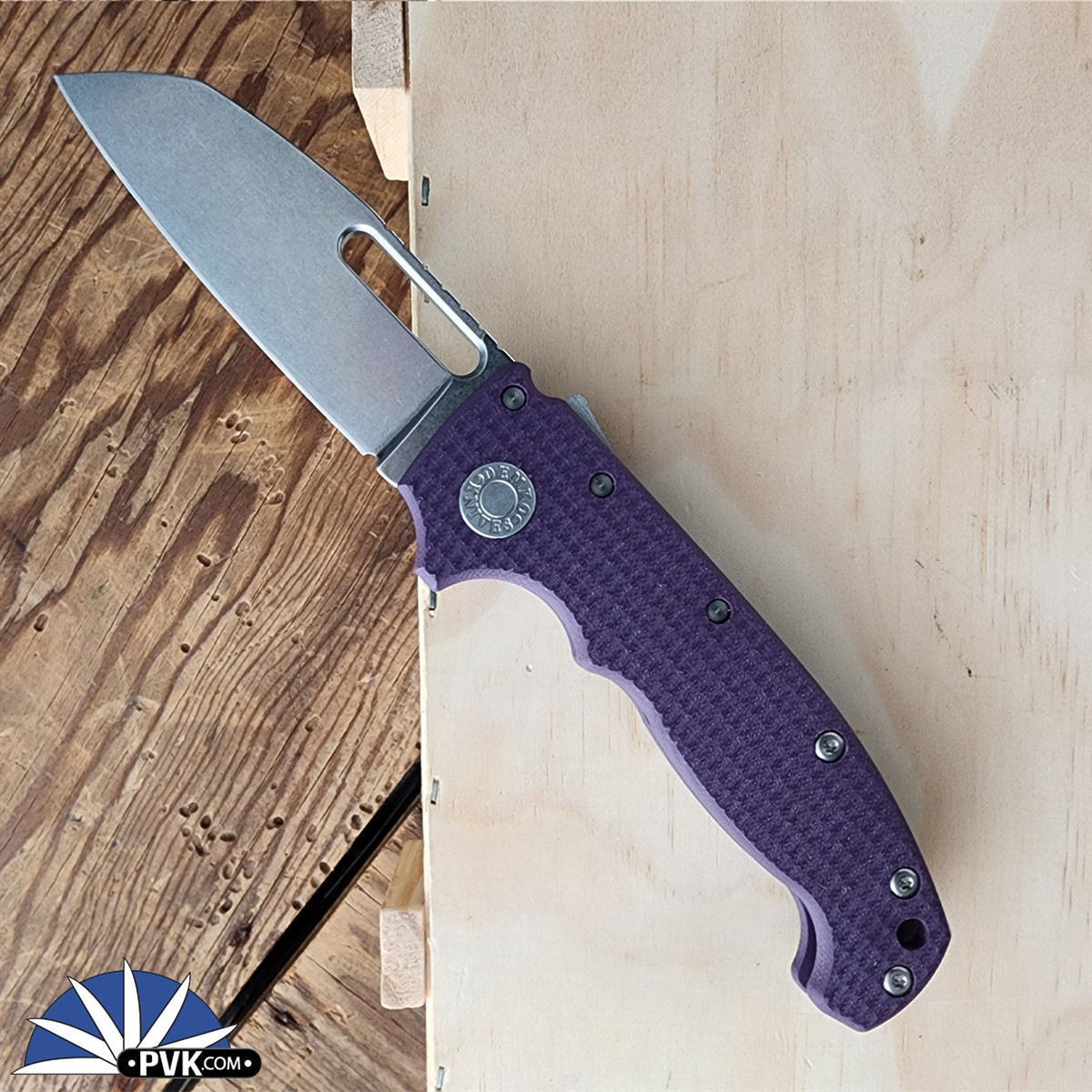 Demko Knives MG AD20 Shark-Lock Stonewash Shark Foot Blade, Plum