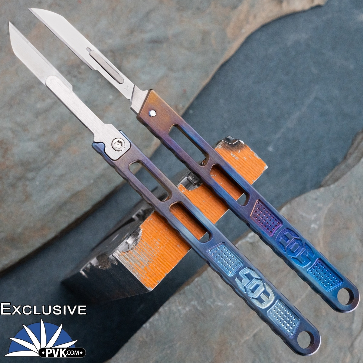 反逆の刃1：1フルメタルコスプレ周辺モデル 鑑賞用 手鍛造打 EOS Custom Scalpel, #14 Blade, Flamed Skeletonized Handle PVK
