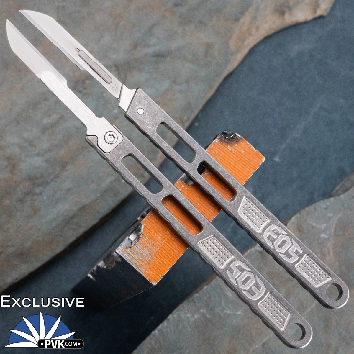 EOS Custom Scalpel, #14 Blade, Stonewash Skeletonized Handle PVK
