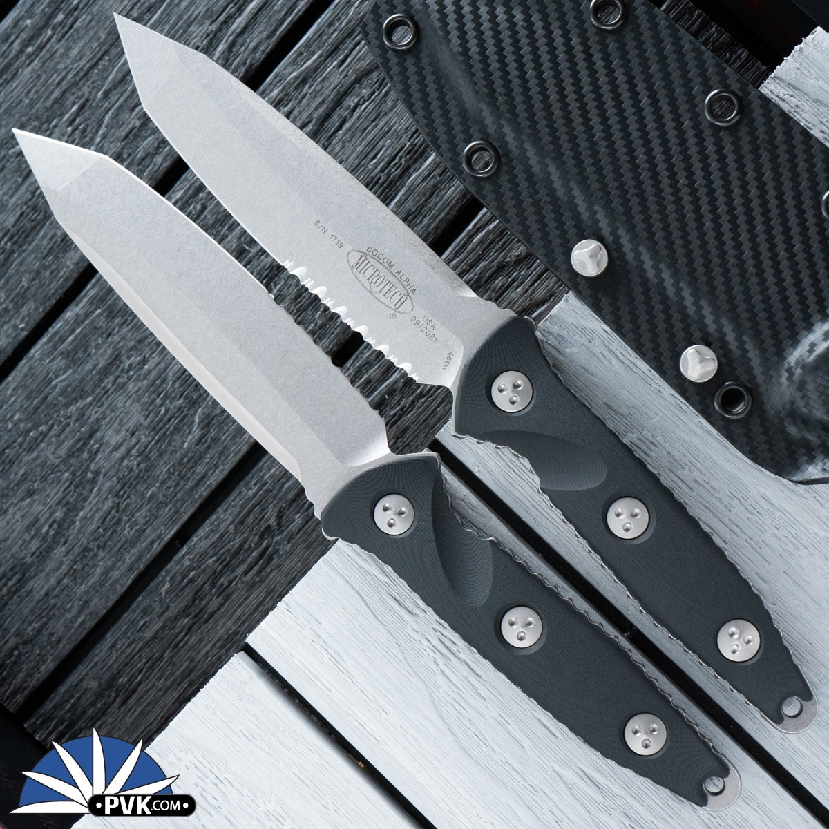 Microtech Socom Alpha 114-11 Tanto Stonewash Partial Serrated