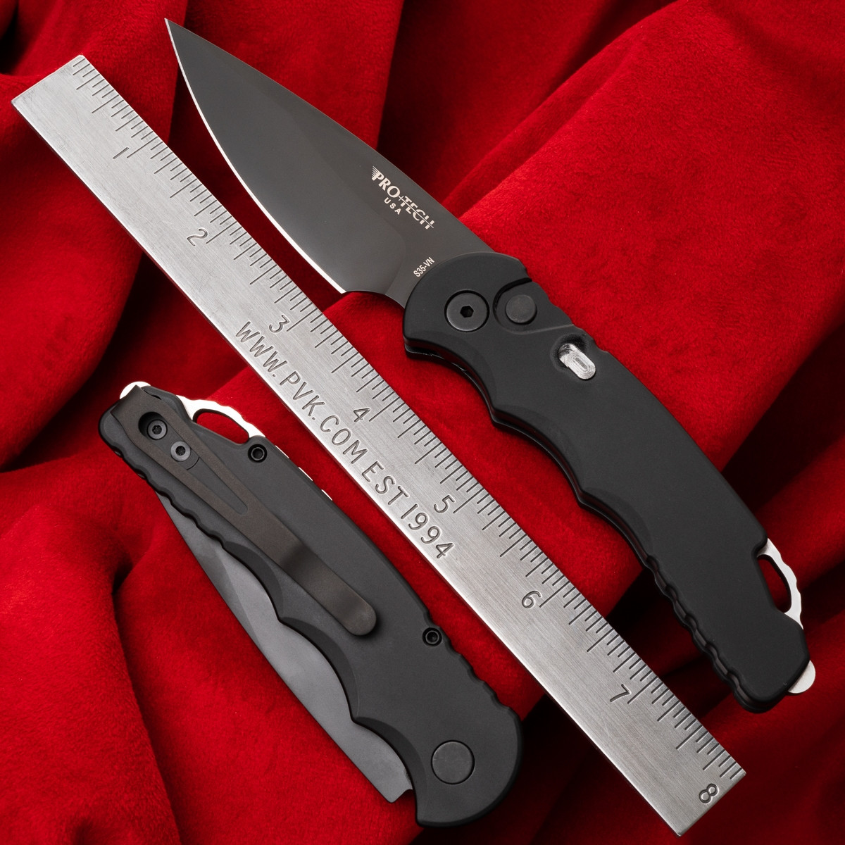 Protech TR-5 Auto T503, Black DLC S35-VN Blade, Black Handle W