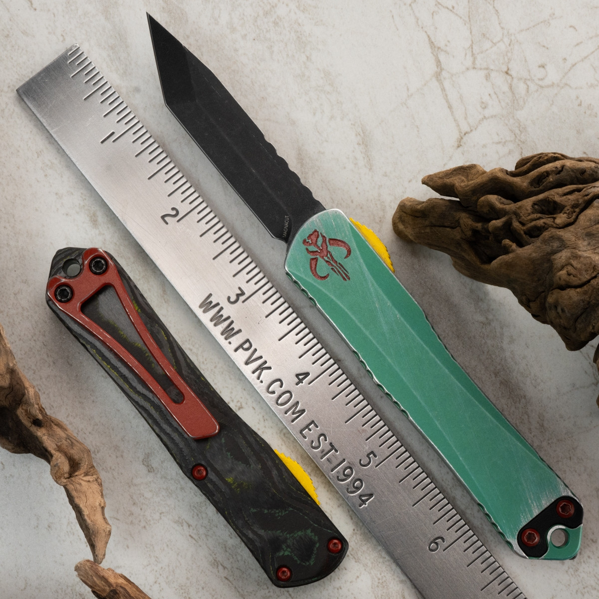 Heretic Knives Manticore-S Battle Black Tanto Bounty Hunter Handle
