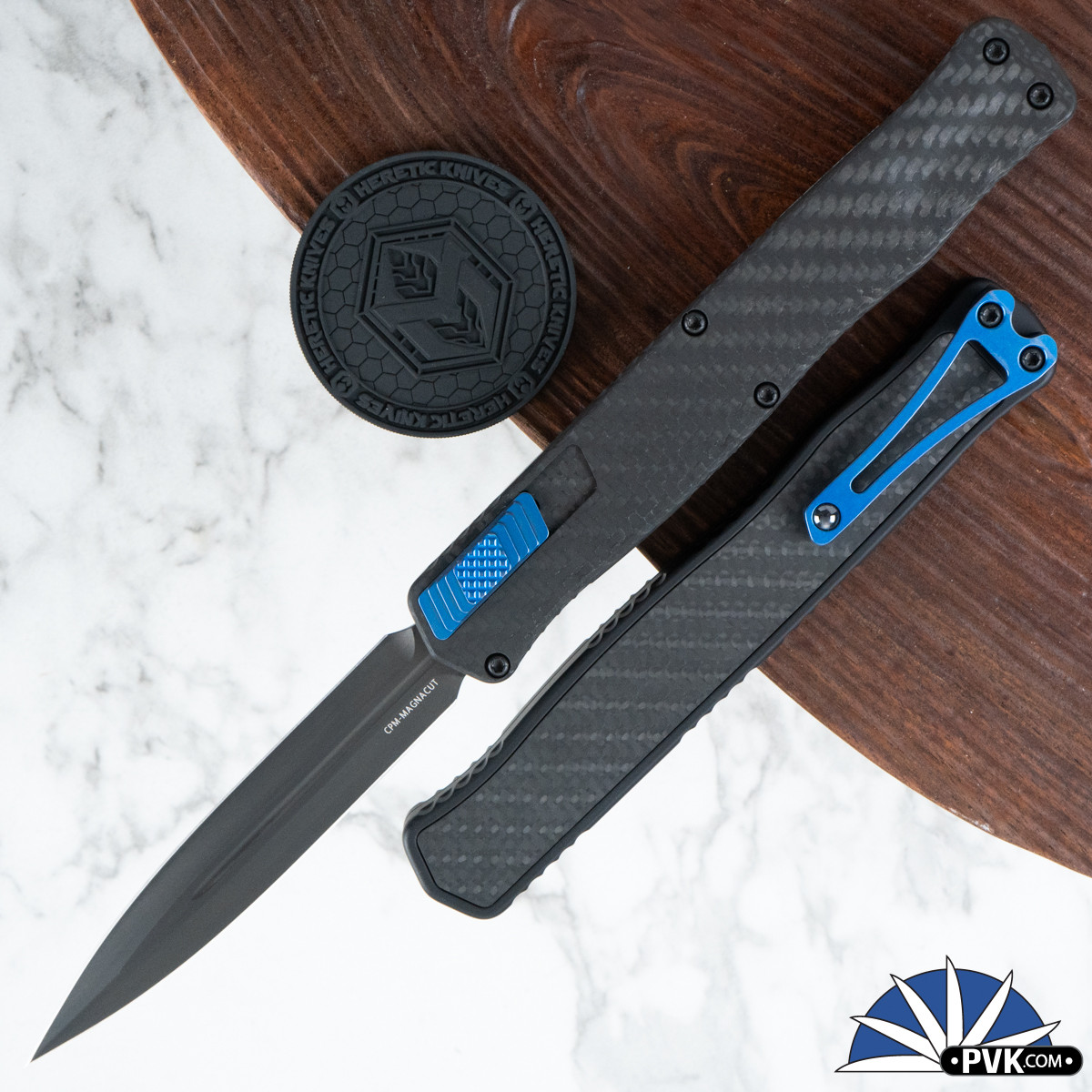 Heretic Knives Cleric II DLC Magnacut Double Edge With Carbon