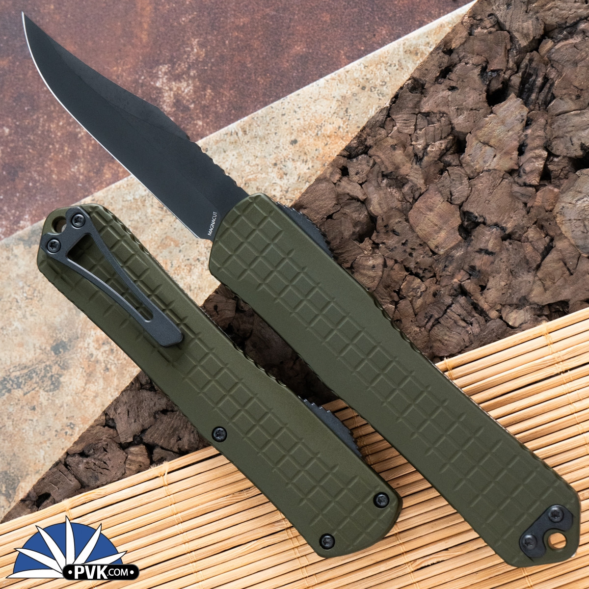 Heretic Knives Manticore-X Magnacut Bowie DLC Blade, Green Grenade