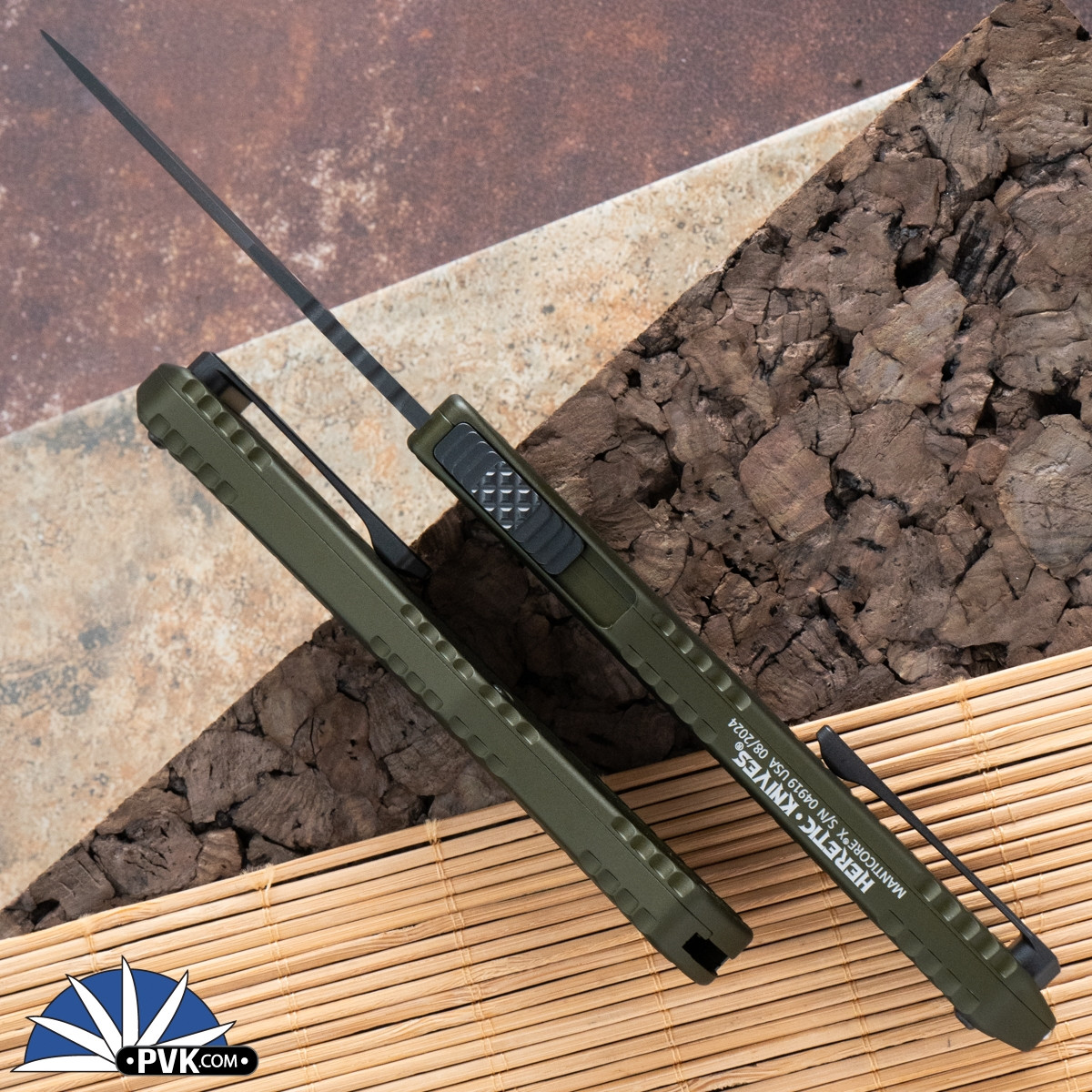 Heretic Knives Manticore-X Magnacut Bowie DLC Blade, Green Grenade