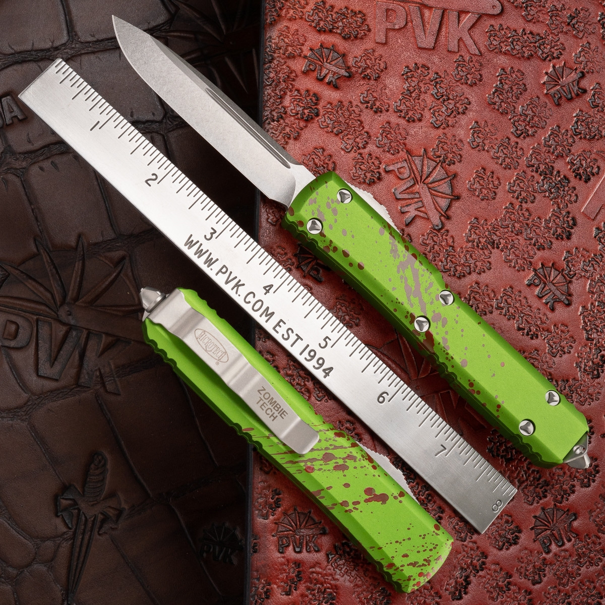 Microtech Ultratech 121-10Z Single Edge Stonewash, Zombie-Tech