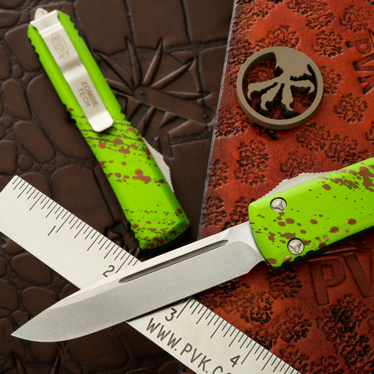 Microtech Ultratech 121-10Z Single Edge Stonewash, Zombie-Tech