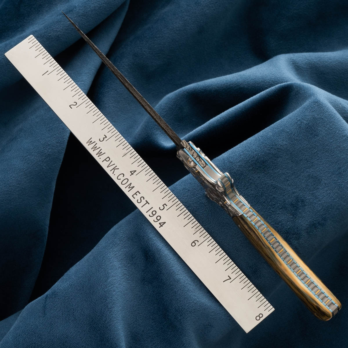 Jody Muller Engraved Devil Dagger, Mammoth Handles, Engraved