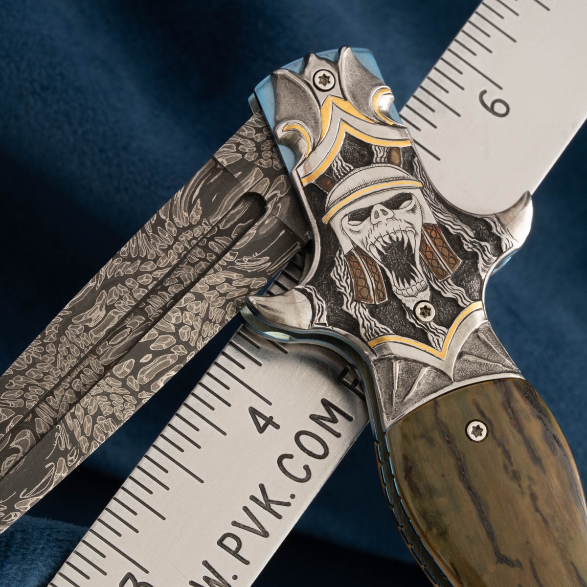 Jody Muller Engraved Devil Dagger, Mammoth Handles, Engraved