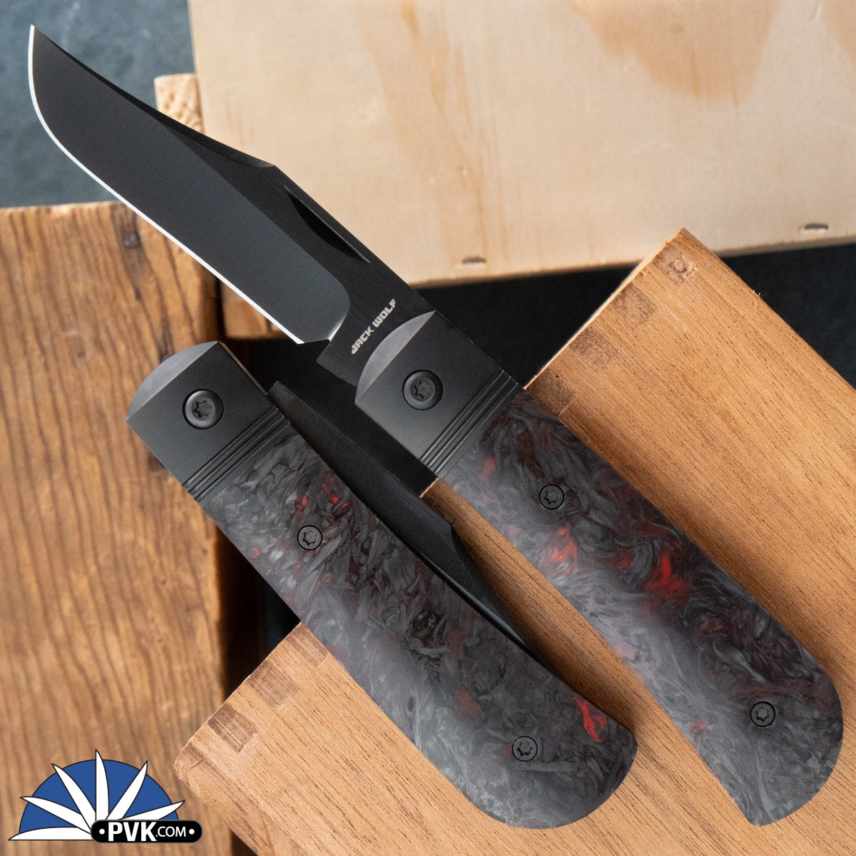Jack Wolf Knives Benny's Clip DLC Blade, Dark Matter Red - PVK