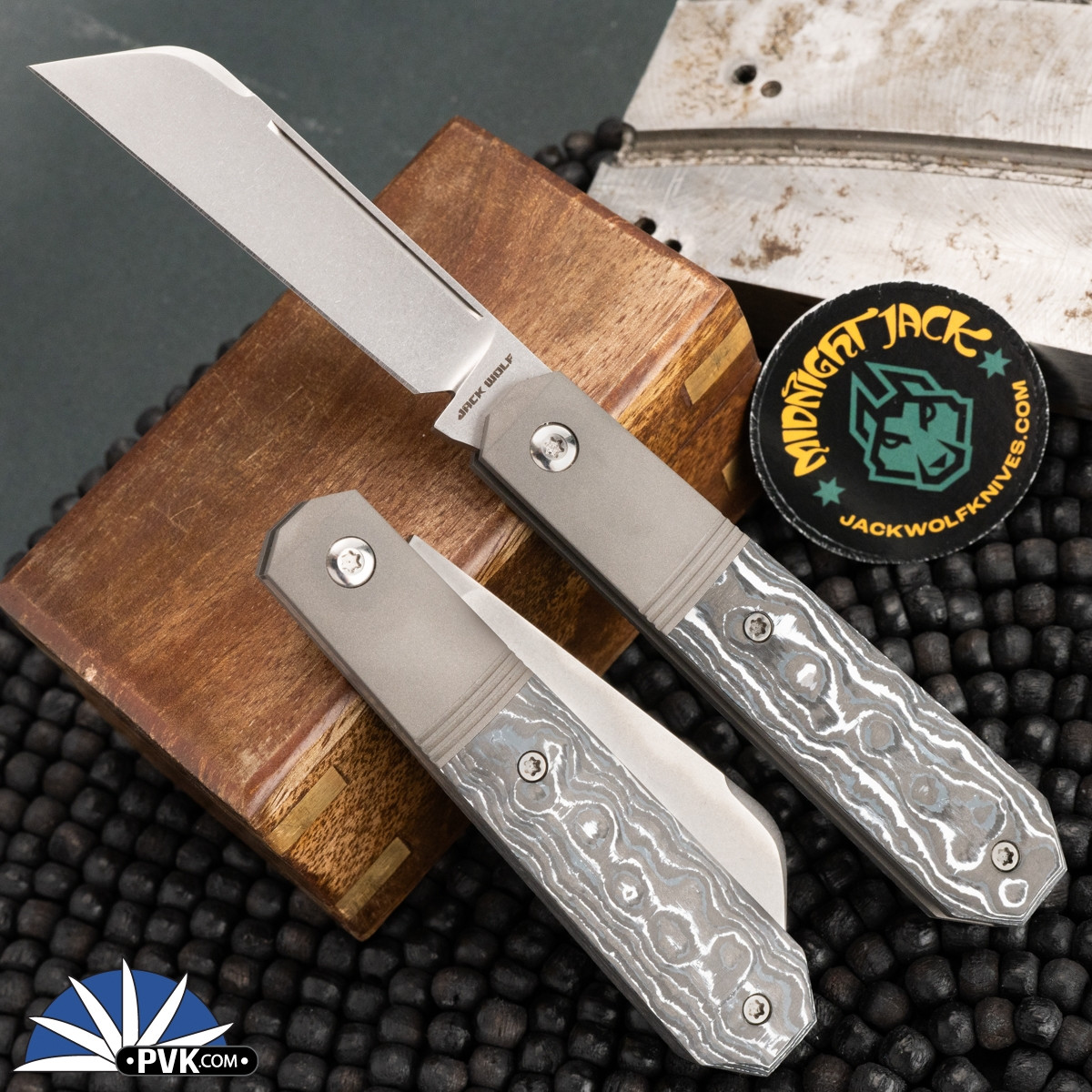 Jack Wolf Knives Midnight Jack Stonewash Blade Fat Carbon White