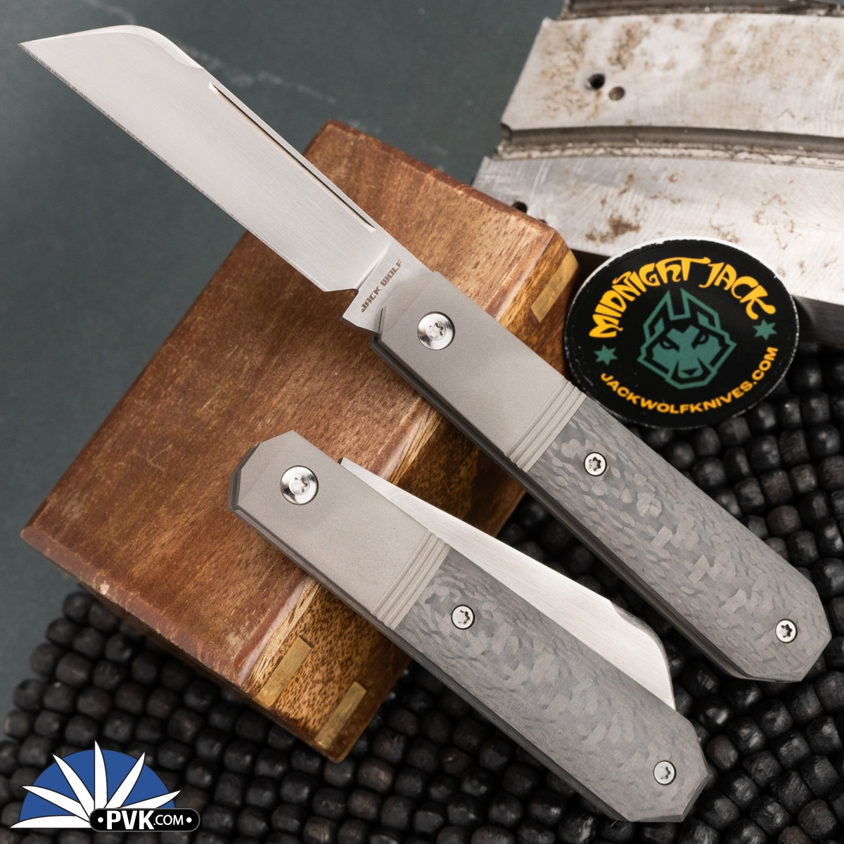 Jack Wolf Knives Midnight Jack Hand Satin Blade Twill Carbon Fiber