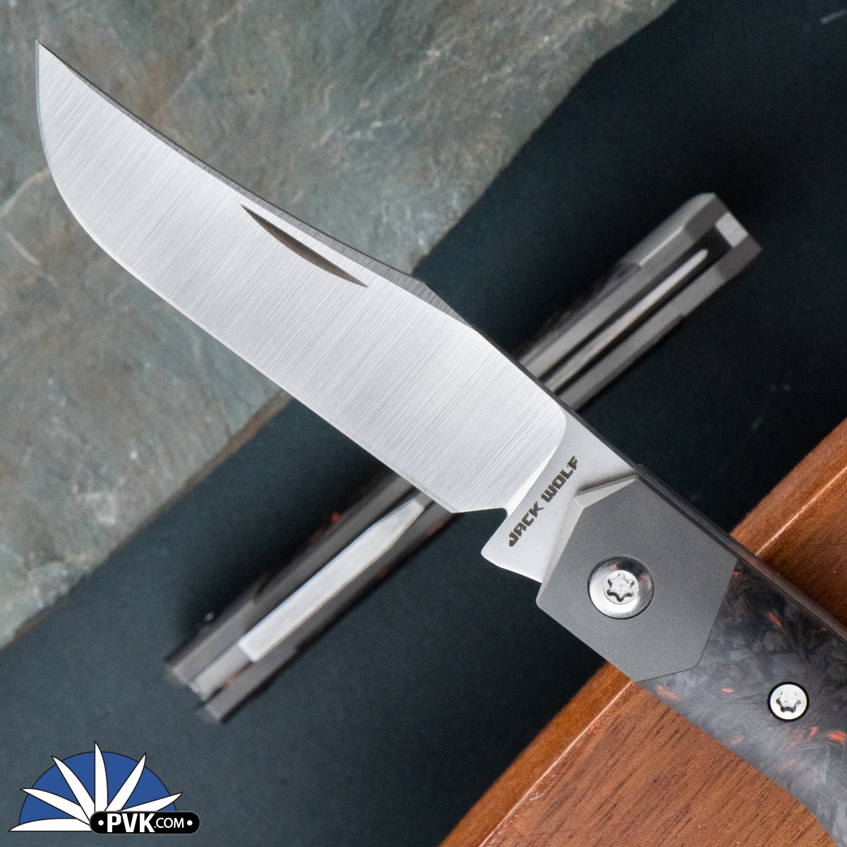 Jack Wolf Knives Mini Cyborg Jack, Satin Finish Blade, Fat Carbon