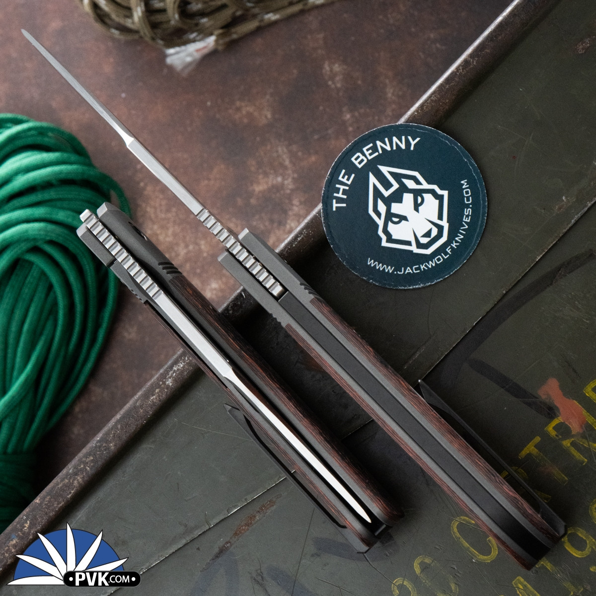 Jack Wolf Knives The Benny Satin Blade, Fat Carbon Mars Valley - PVK