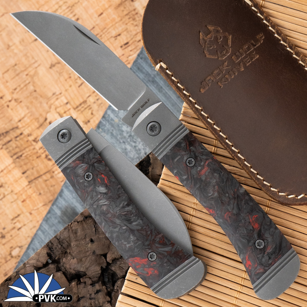 Jack Wolf Knives Venom Jack Blasted & Tumbled Blade, Fat Carbon