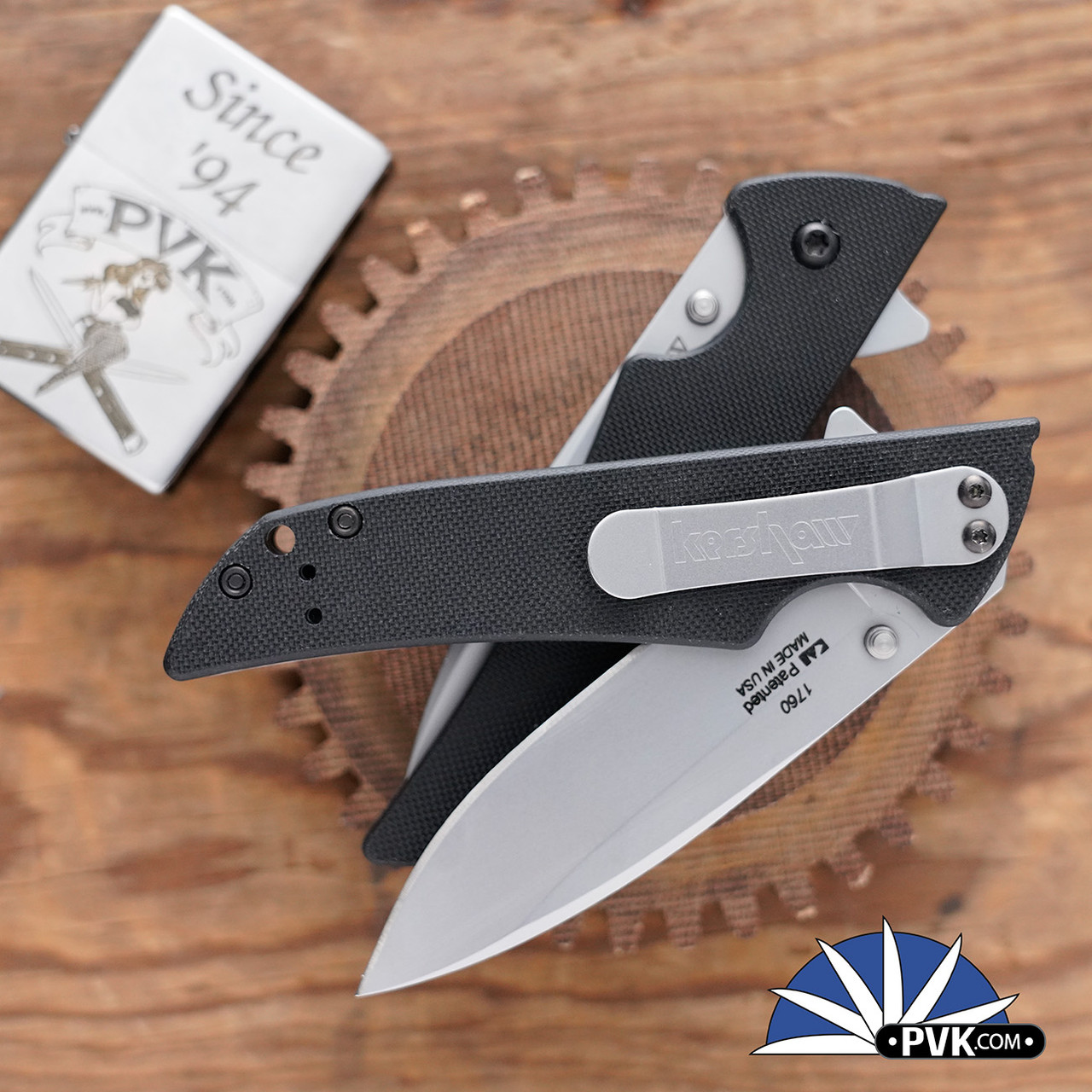 Kershaw Skyline 1760 Sandvik 14C28N Stonewashed Blade, Black G-10