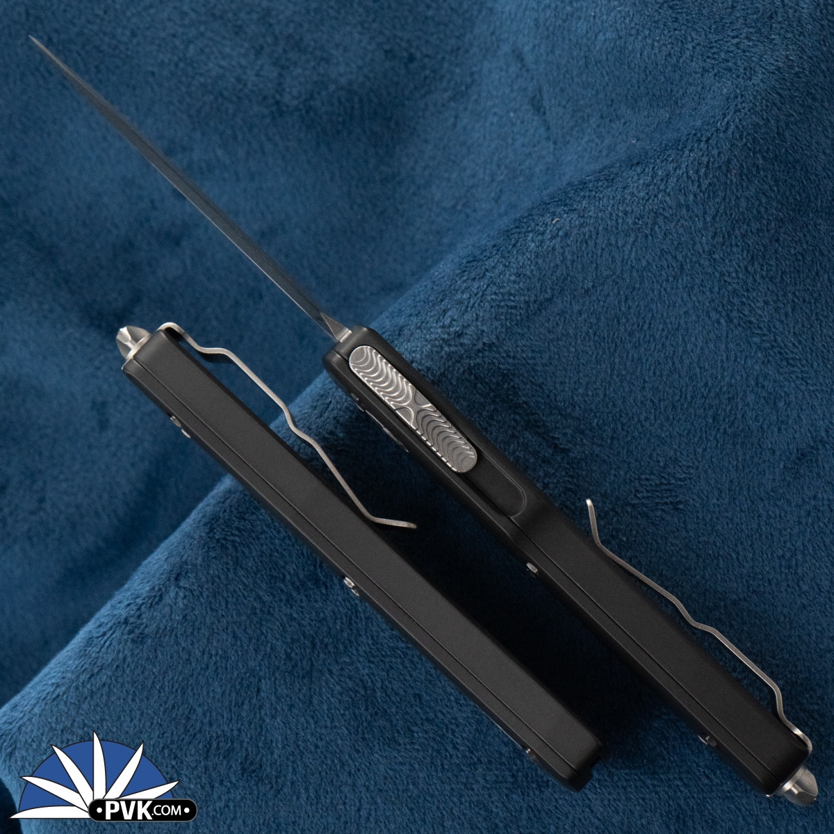 Microtech UTX-70 147-10 Double Edge Stonewash Blade, Black Handle