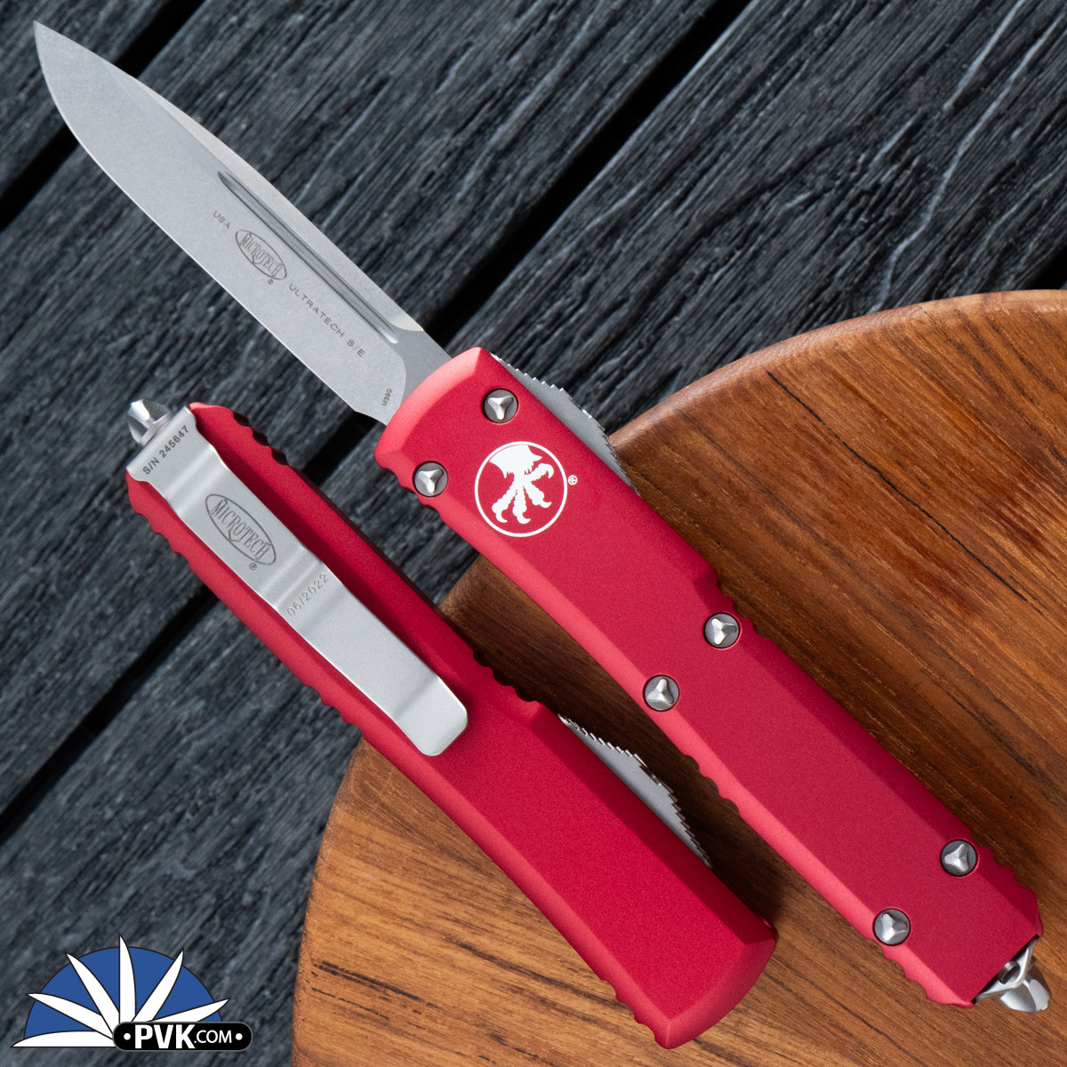 エスティーローダー ラインストーン コンパクト　赤 Microtech Ultratech 121-10RD Single Edge Stonewash Blade, Red