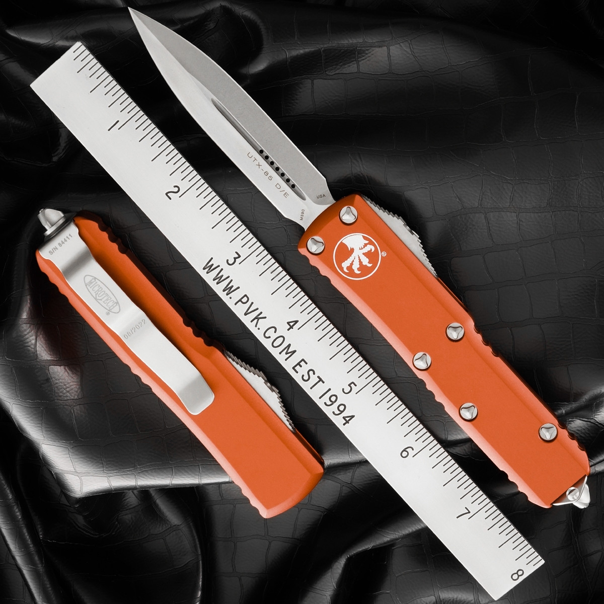 Microtech UTX-85 232-10OR Double Edge Stonewash Blade, Orange