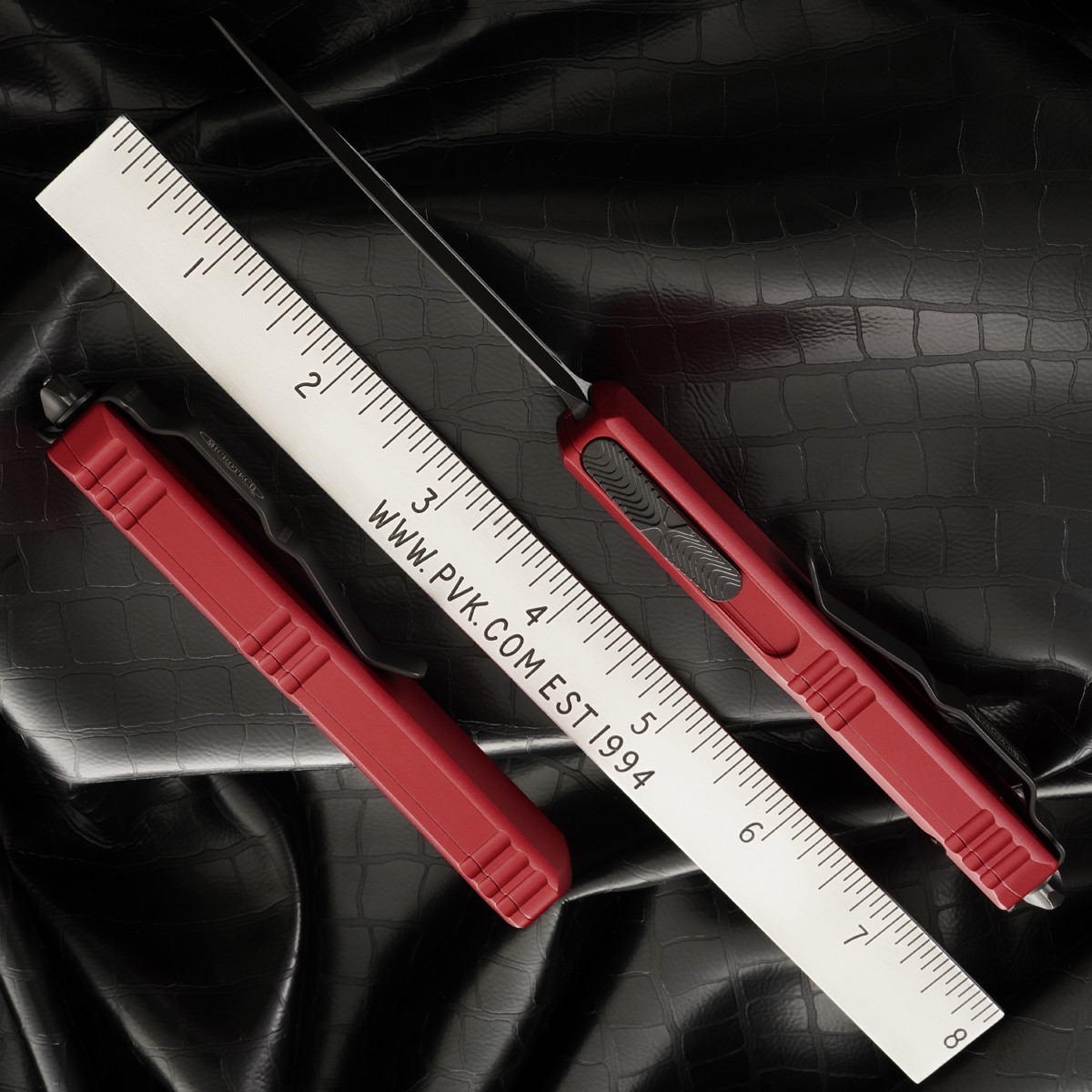 ＴＡＫＥＮ　X1 パワーハンドル　レッド/ブラック　未使用 Microtech UTX-85 232-1RD Double Edge Black Blade, Red Handle - PVK