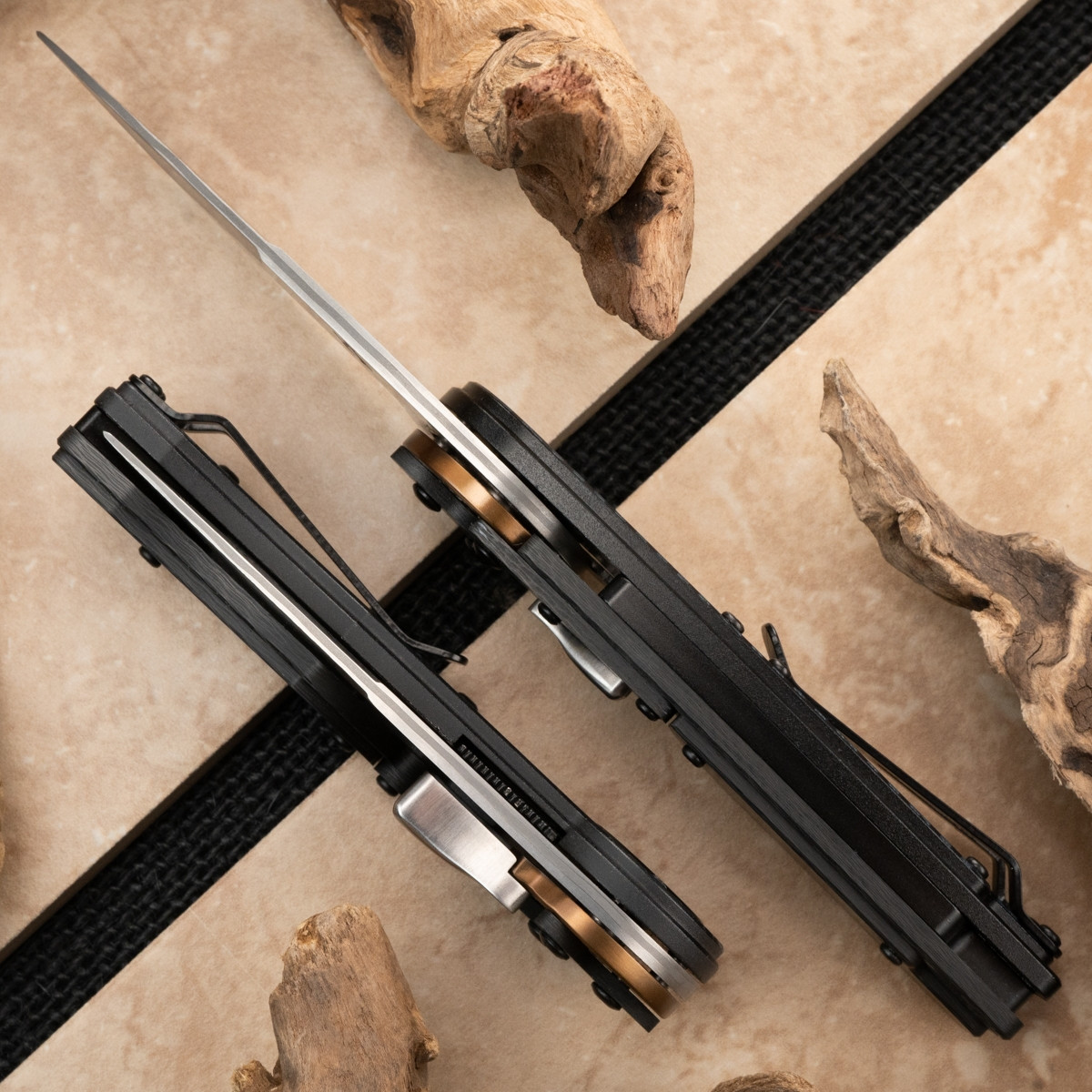Mantis Knives GH2028DP G&G Hawk Designs Gearhead Damascus Drop