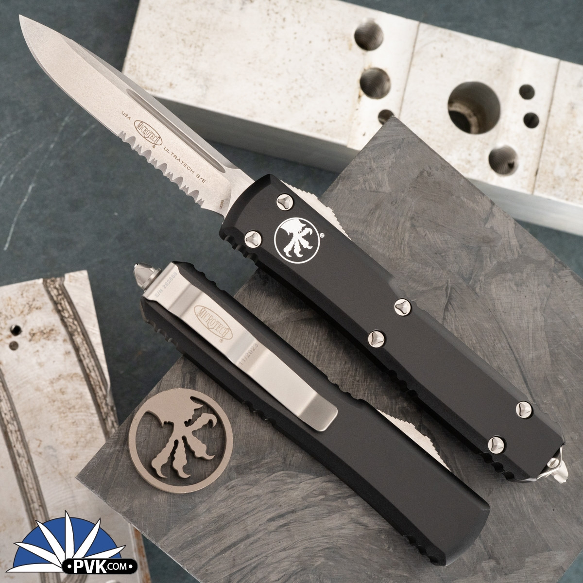 Microtech Ultratech 121-11 Single Edge Stonewash Partial Serrated