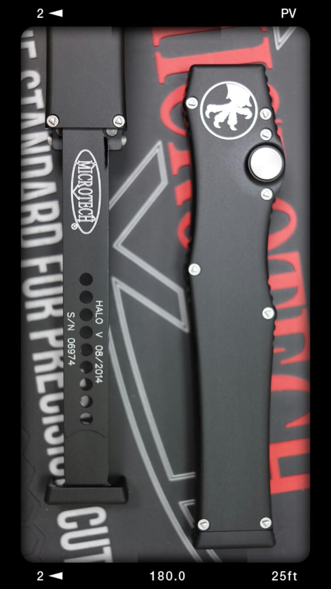 Microtech HALO 5 OTF Automatic Satin Finish Serrated Tanto Elmax - PVK