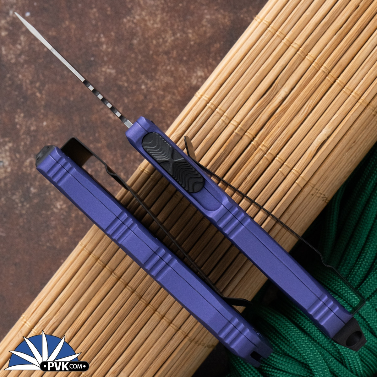 Microtech Exocet 158-1PU Tanto Black Blade, Purple Handle - PVK