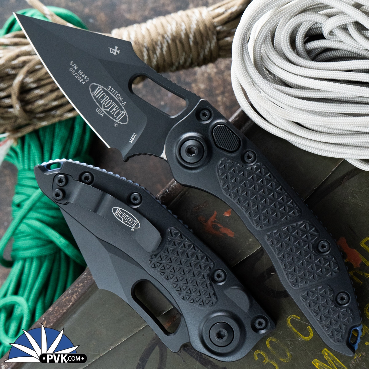 Microtech Stitch Auto 169-1BK-A1TI Black Blade, Black Handle